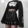 Long Sleeve Gothic Anime Style Crop Top 1