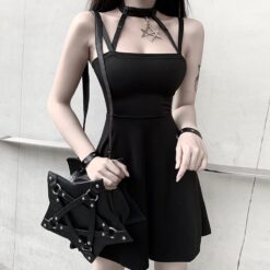 Casual Gothic Halter Slim Dress   1