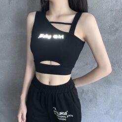 Baby Girl Letter Print Reflective Style Crop Top 2