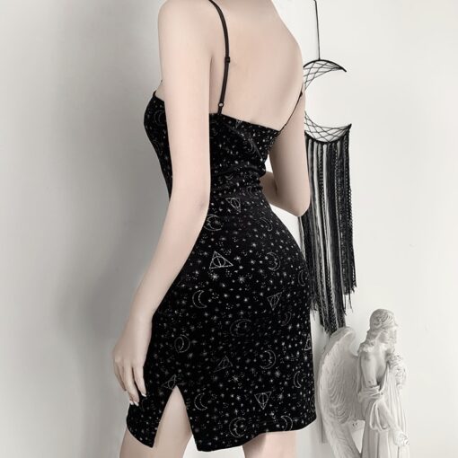 Adorable Gothic Moon Star Triangle Dress  3