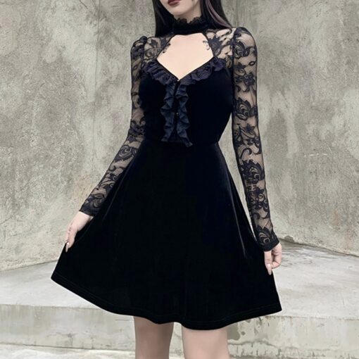 Elegant Vintage Gothic Velvet Dress 8