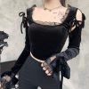 Aesthetic Goth Lace Long Sleeve Crop Top 3