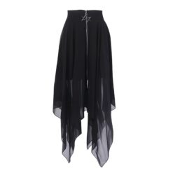 Pentagram Zipper Gothic Mesh Long Skirt 1