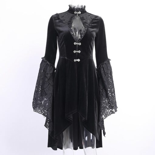 Enigmatic Vintage Black Velvet Gothic Dress  4