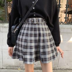 Casual Gothic Plaid Pleated Mini Skirts 1