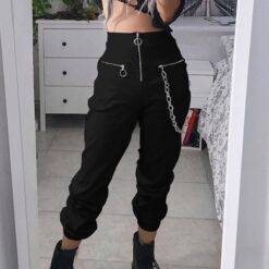 Casual Gothic Punk Grunge With Chain Pants  7