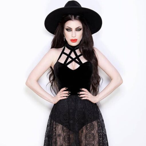 Gothic Pentagram Bandage Hallow Out Cami Top  2