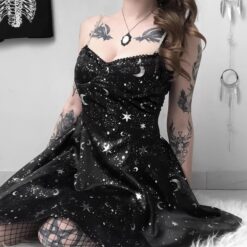 Kawaii Gothic Space Star Moon Dress  2
