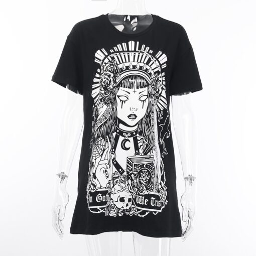 Gothic Witch Print Long Tee 5