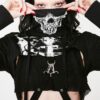 Gothic Sexy Skeleton Print with Mask Hooded Hoodie 4