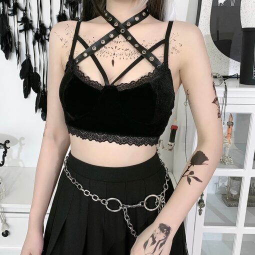 Sexy Gothic Style Trim Cami Top 4