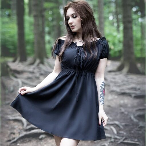 Casual Off Shoulder Gothic Dress 9