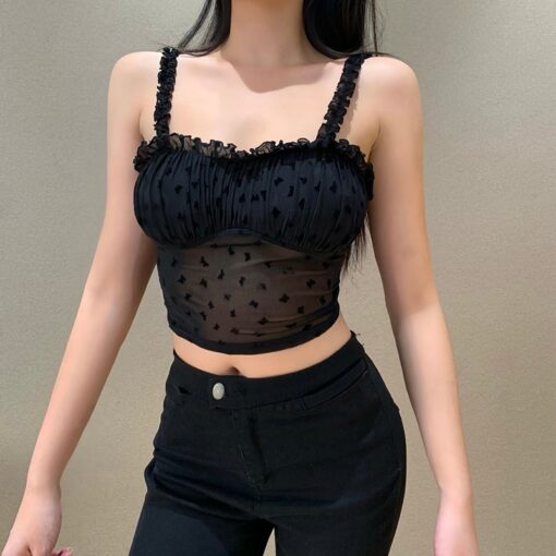 Aesthetic Sexy Floral Mesh Camisole Top 3