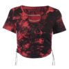 Gothic Red And Black Tie Dye with Chain Drawstring Crop Top 5