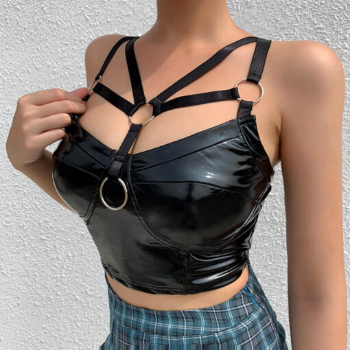 Gothic PU Leather Cami Top 7