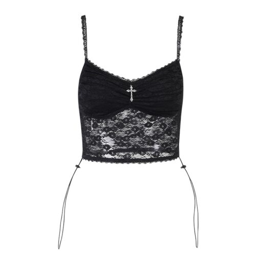 Gothic Vintage Lace with Cross Cami Top 5