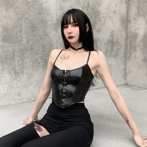 PU Leather Gothic Sexy Cami Top 3
