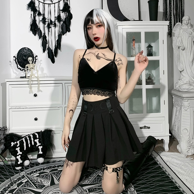Gothic Vintage Aesthetic Lace Velvet Camisole Top 33