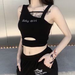 Baby Girl Letter Print Reflective Style Crop Top 1