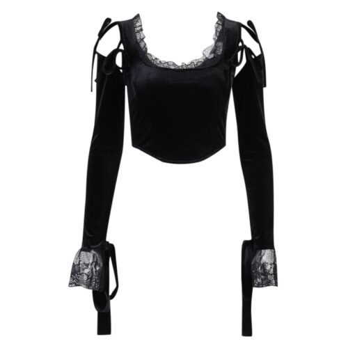 Aesthetic Goth Lace Long Sleeve Crop Top 5