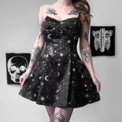 Kawaii Gothic Space Star Moon Dress  1