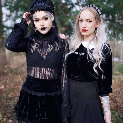 Gothic Black Cross Vintage Lace Trim Mini Skirt 3