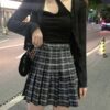 Gothic High Waist Plaid Pleated Sexy Skirt 2