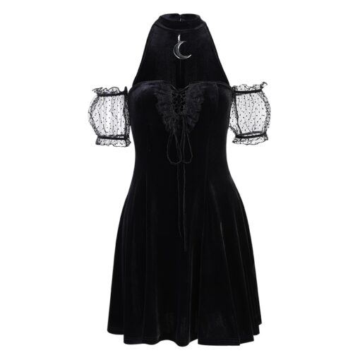 Vintage Gothic Aesthetic Off The Shoulder Dress 5
