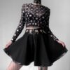 Gothic Ring Zipper High Waist A-line Skirt 2
