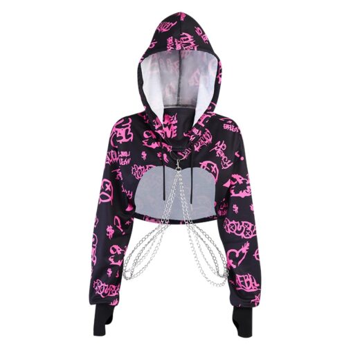 Pastel Goth Streetwear Black Pink Hoodie 5