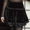 Gothic Black Cross Vintage Lace Trim Mini Skirt 2
