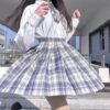 Pastel Goth High Waist Plaid Pleated Sexy Skirt (Many Colors) 4