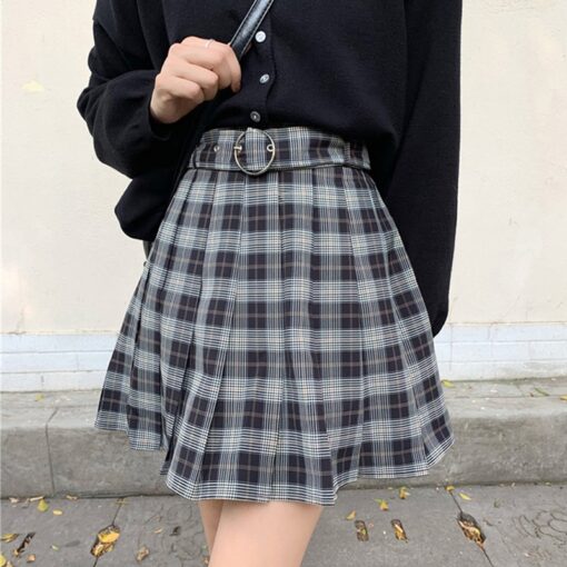 Casual Gothic Plaid Pleated Mini Skirts 2