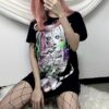 Pastel Goth Girl Print Harajuku Loose Long Tee Top 8