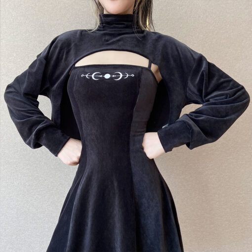Velvet Moon Embroidered Dress  4