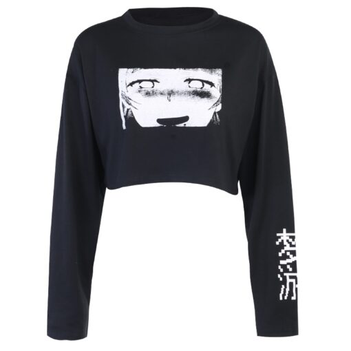 Long Sleeve Gothic Anime Style Crop Top 5