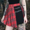 Red Plaid Pleated High Waist Gothic Mini Skirt 1