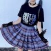 Pastel Goth High Waist Plaid Pleated Sexy Skirt (Many Colors) 3
