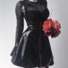 Black Retro Gothic Leather Skirt 3