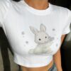 Cute Bunny Print White T-Shirt 8