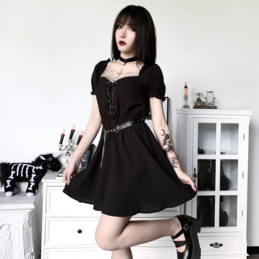 Black Gothic Elegant Dress  4