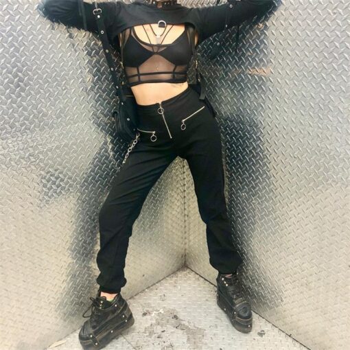 Casual Gothic Punk Grunge With Chain Pants  8