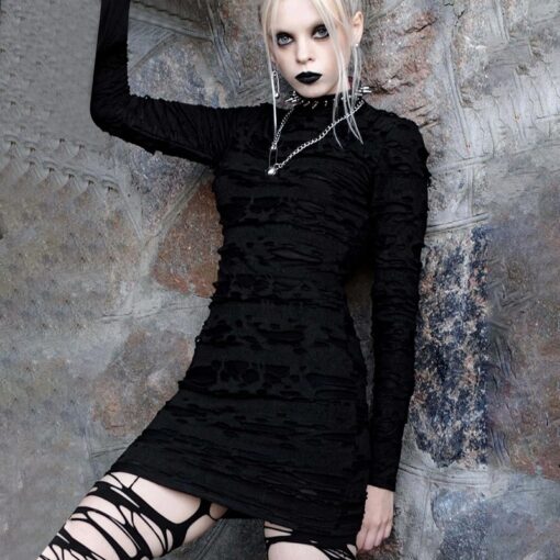 Cute Grunge Gothic Bodycon Long Sleeve Dress 8