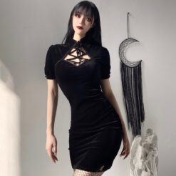 Retro Party Wear Short Sleeve Gothic Dress  1