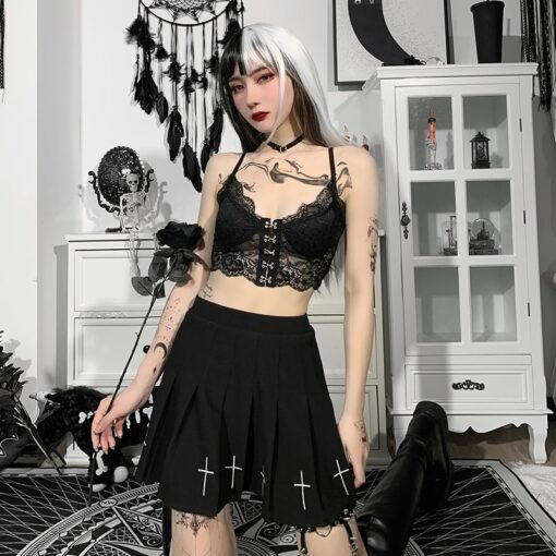 Aesthetic Gothic Sexy Lace Camisole Top 3