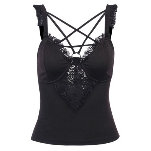 Pentegram Hollow Out Sleeveless Lace Camisole Top 5