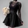 High Waist Pleated Lace Up  Gothic Skirt 1