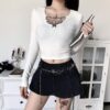 Knitted Cute Gothic Long Sleeve Crop Top 1