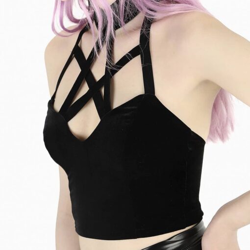 Gothic Pentagram Bandage Hallow Out Cami Top  3