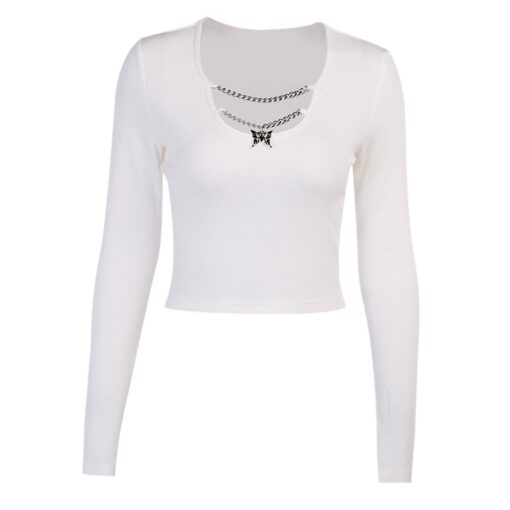 Knitted Cute Gothic Long Sleeve Crop Top 5